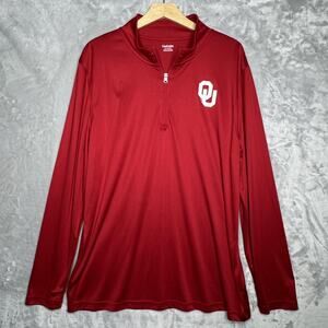 Oklahoma Sooners Shirt Mens XL Red NCAA Football 1/4 Zip Long Sleeve Captivating